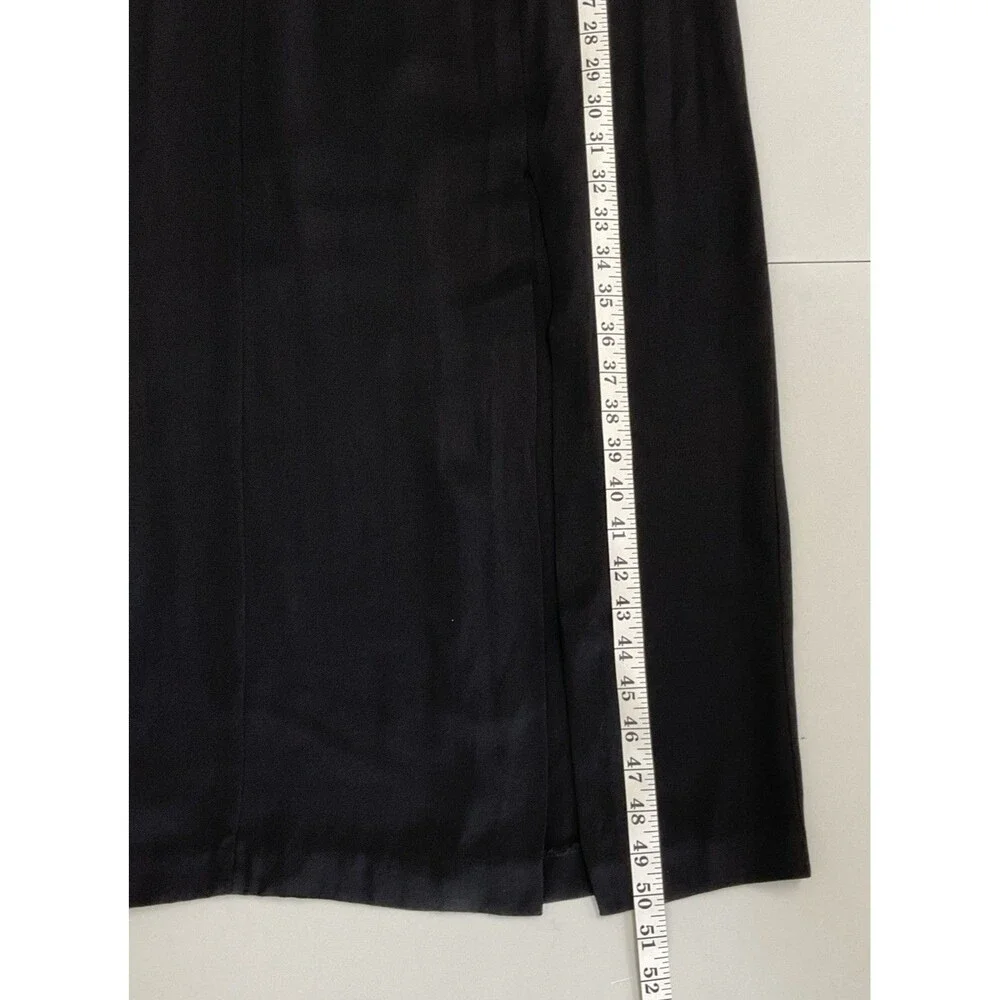 Vtg Late Edition Babydoll Maxi Dress Size 6 Black Satin Grunge USA 90s Y2K